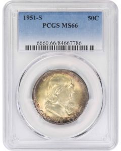 1951-S Franklin Silver Half Dollar MS66 PCGS