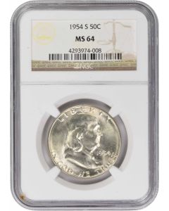 1954-S Franklin Half Dollar MS64 NGC
