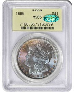 1886 Morgan Silver Dollar MS65 PCGS OGH (CAC) Toned