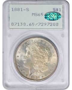 1881-S Morgan Silver Dollar MS65 PCGS OGH (CAC)