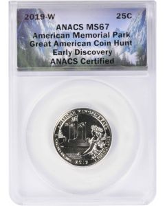 2019-W American Memorial National Park Quarter Early Discovery MS67 PCGS