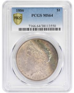 1886 Morgan Silver Dollar MS64 Toned PCGS  