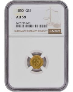 1850 $1 Gold Type 1 AU58 NGC
