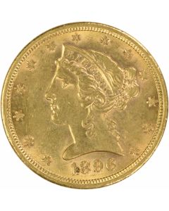 1896-S $5 Gold Liberty Head AU58 Uncertified #1046