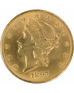 1897 $20 Gold Liberty Head MS60 Uncertified #1100