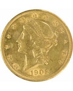 1906-D $20 Gold Liberty Head AU Uncertified #1113