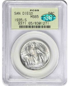 San Diego Commemorative Silver Half Dollar 1935-S MS65 PCGS OGH (CAC)