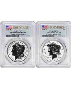 2026-P Morgan and Peace Silver Dollar 2-Coin Reverse Proof Set PR70 First Strike PCGS