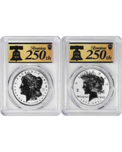 2026-P Morgan and Peace Silver Dollar 2-Coin Reverse Proof Set PR70 First Strike PCGS (Anniversary Label)
