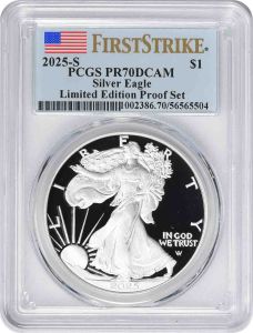 2025-S $1 American Silver Eagle Limited Edition Proof Set PR70DCAM First Strike PCGS