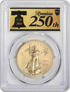 2026-W $50 American Gold Eagle Enhanced Uncirculated Liberty Bell 250 Privy SP70 First Strike PCGS