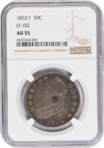 1822/1 Bust Silver Half Dollar O-102 AU55 NGC