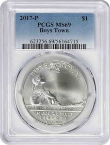 2017-P Boys Town Centennial Commemorative Silver Dollar MS69 PCGS