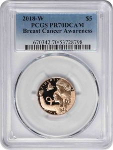 2018-W Breast Cancer Awareness Commemorative $5 Gold PR70DCAM PCGS