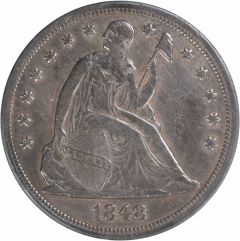 1848 Liberty Seated Silver Dollar EF Uncertified #300