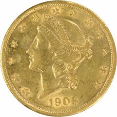 1906-D $20 Gold Liberty Head AU Uncertified #1113
