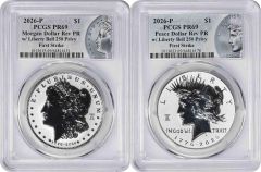 2026-P Morgan and Peace Silver Dollar 2-Coin Reverse Proof Set PR69 First Strike PCGS (Morgan/Peace Label)