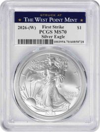 2026-(W) $1 American Silver Eagle MS70 First Strike PCGS (Struck