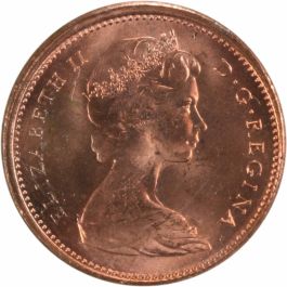 1965 Canada 1 Cent Large Beads Pointed 5 MS64RD ICCS
