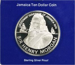 1974 Jamaica $10 Henry Morgan Silver PRF OGP