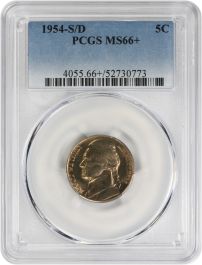 1954-S/D Jefferson Nickel MS66+ PCGS