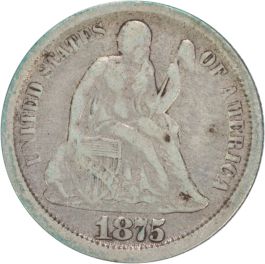 希少！　レア　オトイズム　白 1875-CC Liberty Seated Silver Dime Above Bow F Uncertified #200