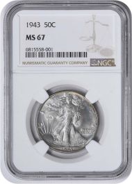 1943 Walking Liberty Silver Half Dollar MS67 NGC