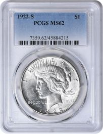 1922-S Peace Silver Dollar MS62 PCGS