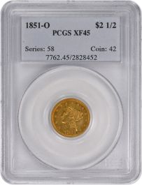 1851-O $2.50 Gold Liberty Head EF45 PCGS