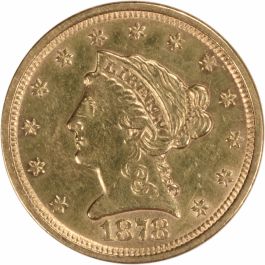 1878 $2.50 Gold Liberty Head AU58 Uncertified #109