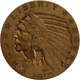 1910 $5 Gold Indian VF Uncertified #1003