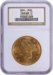 1904 $20 Gold Liberty Head MS63 NGC