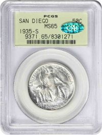 San Diego Commemorative Silver Half Dollar 1935-S MS65 PCGS OGH (CAC)