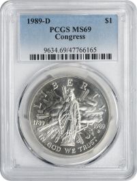 1989-D Congress Commemorative Silver Dollar MS69 PCGS 1989-D Congress Commemorative Silver Dollar MS69 PCGS